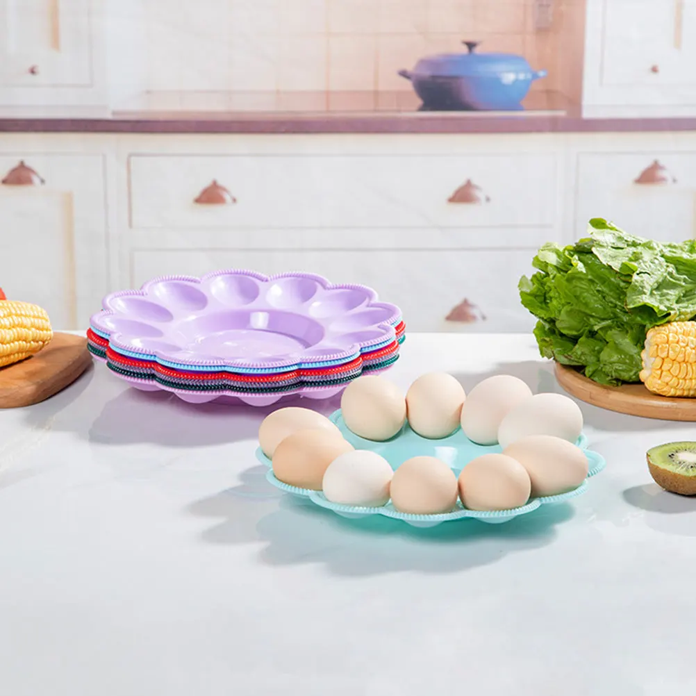 

6pcs Fridge Desktop Decorative Holder Storage Dish Holder Durable Plastic Home Delicate Desktop Egg Dish Egg Tray Use