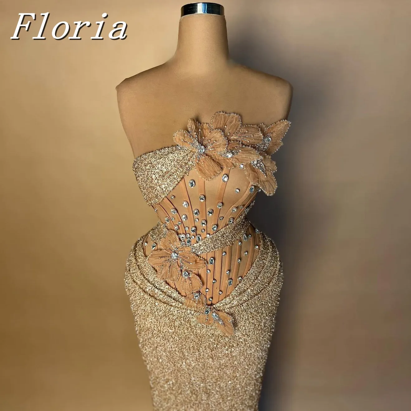 

Customized 2 Styles Champagne Elegant Mermaid Plus Size Evening Dresses Corset Beaded Prom Party Dresses فساتين حفلة موسيقية