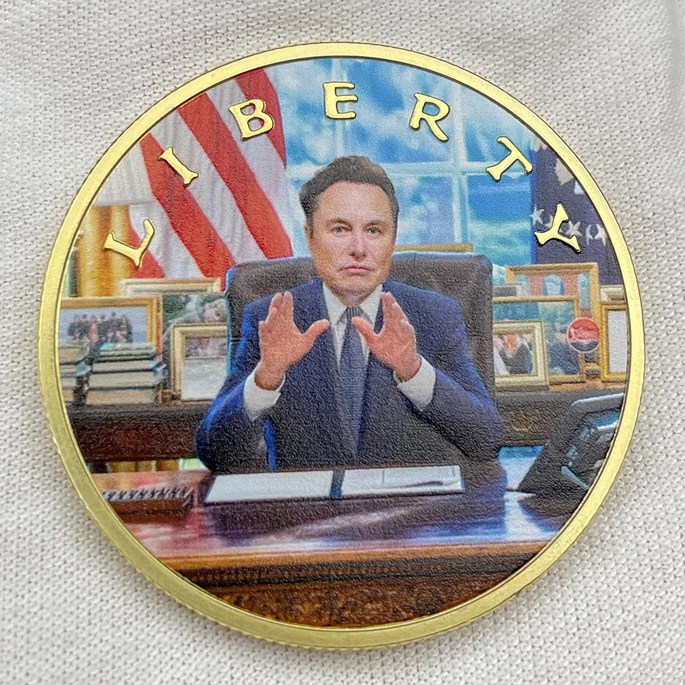 2025 إيلون ماسك تحدي عملة الولايات المتحدة رئيس الانتخابات تحصيل الذهب والفضة مطلي تذكارية هدية 3 أنماط ميدالية