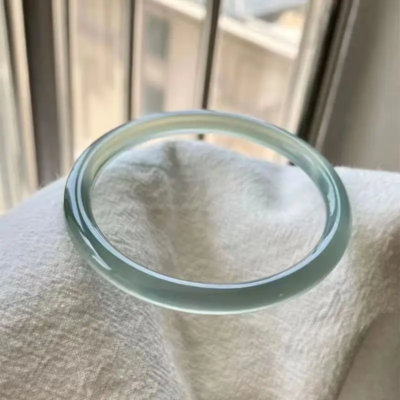 천연 마다가스카르 마노 하이 아이스 카레 블루 칼세도니 팔찌, 여성 아이스 스루 카레 블루 옥 팔찌, 6mm 라운드 뷰티 팔찌