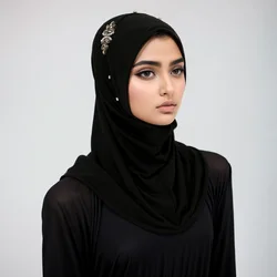 Rhinestone Floral Instant Jersey Hijab Undercap Hijabs for Woman Muslim Women Hijab Cap Full Cover Head Wraps Scarf Islam Turban