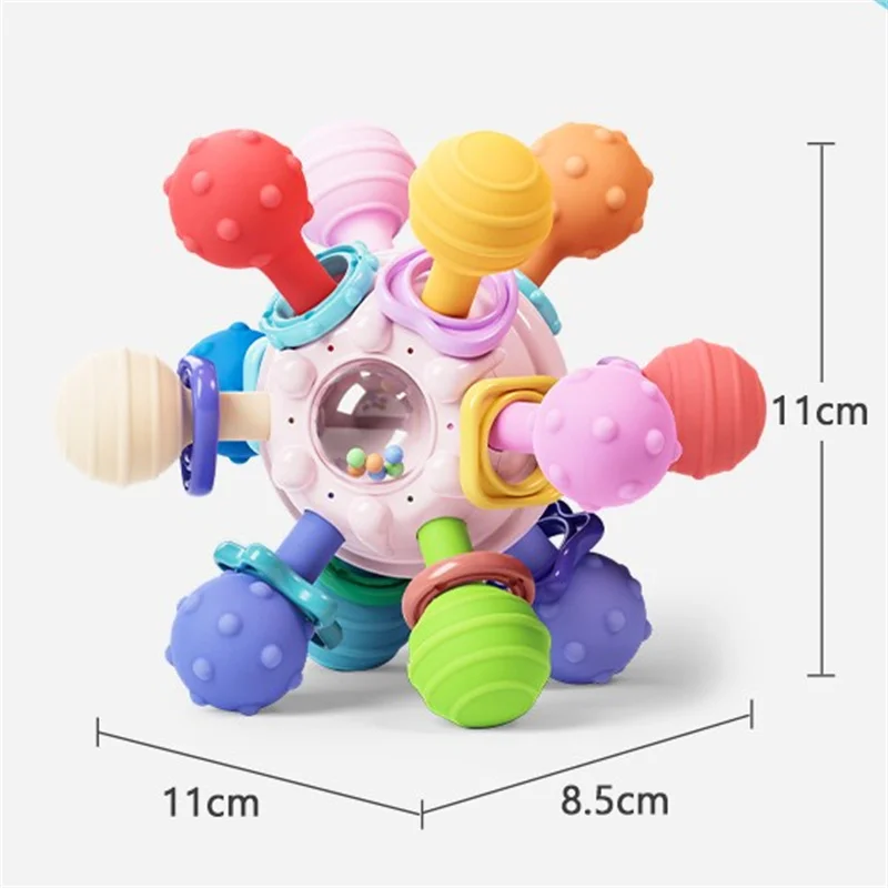Juguete sensorial Montessori del bebé de la bola atómica para 0-6 6-12 meses, juguete de la dentición del grado alimenticio para los bebés