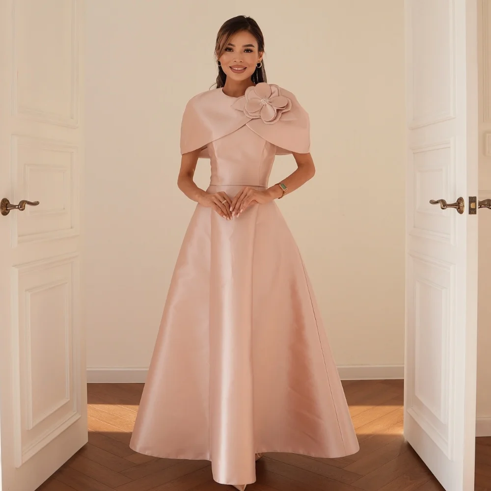 

Customized Pastrol Retro Handmade Flower Pleat Ruched A-line High Collar Long Dresses Bespoke Occasion Dresses Exquisite Classic