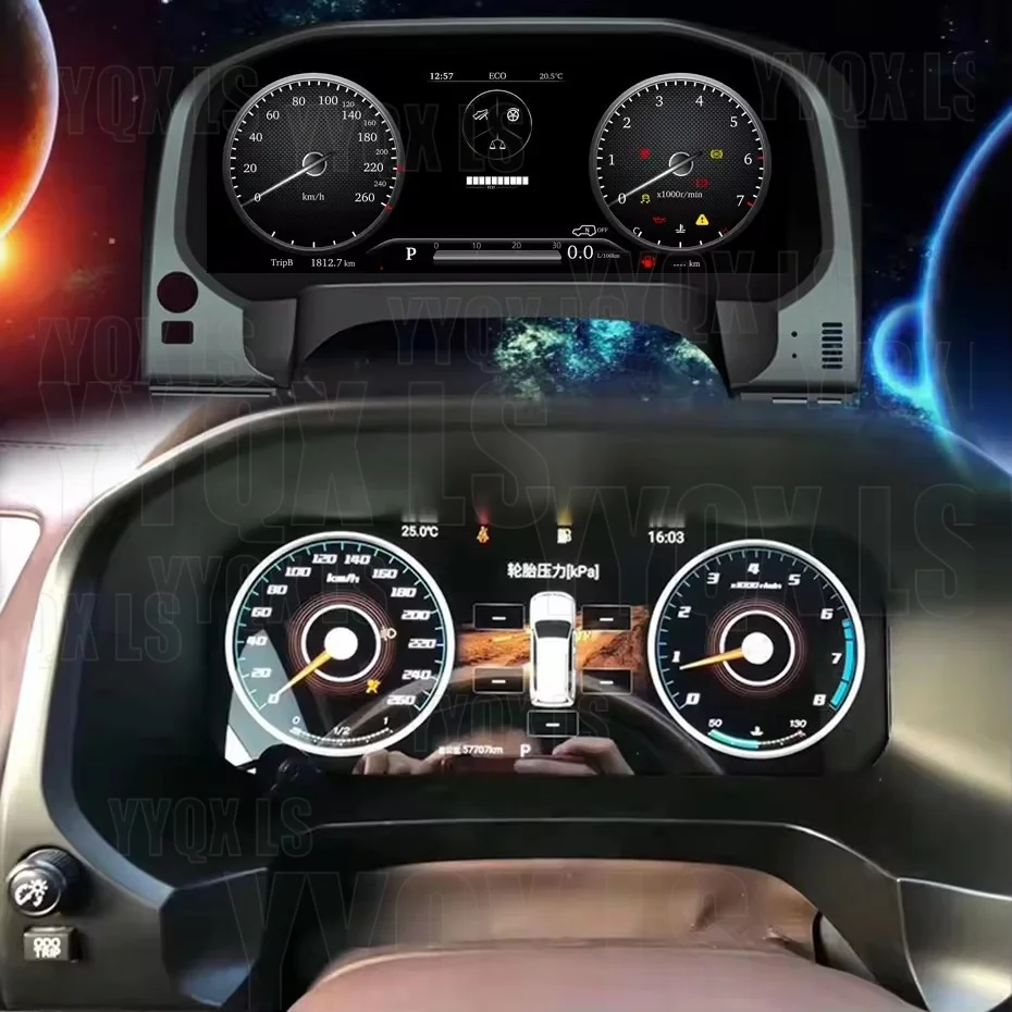 

12.3" Smart Car LCD Digital Cluster For Toyota Prado 2010-2022 Dashboard Virtual Cockpit Instrument Auto Speed Meter Ai Screen