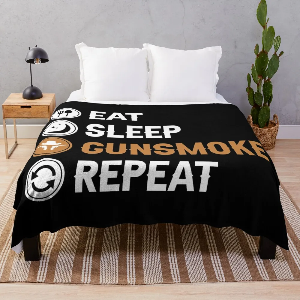 

Eat Sleep Gunsmoke Repeat Throw Blanket Soft Plush Plaid Quilt Thermal christmas gifts Blankets