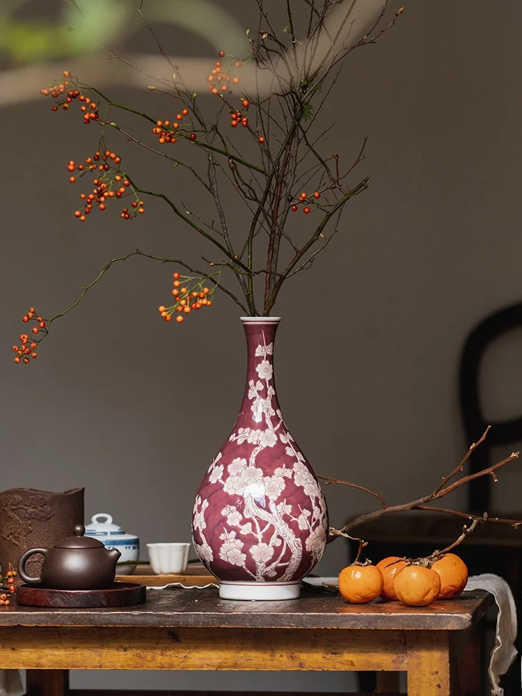 

New Chinese Style Ceramic Blue And White Flower Vase Decorative Living Room Tea Table Ornament Moving Gift Home Decoration