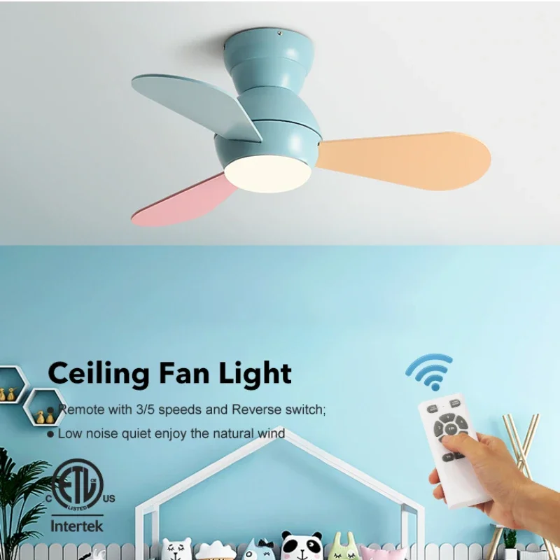 Children Room Ceiling Fan Light Modern Ceiling Fan With Light And Control Low Floor Household Fan Support 85-265V