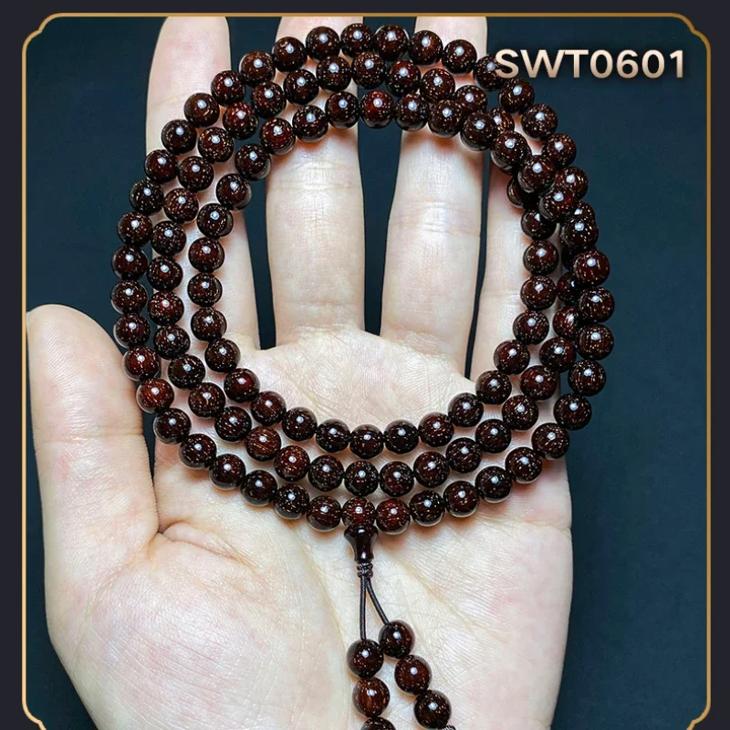 Bracelet Rosewood 6mm Handmade Polished Chinese Crafts Men and Women Same Style 108 Beads with Tassels Couple Gift with Box 1Pc