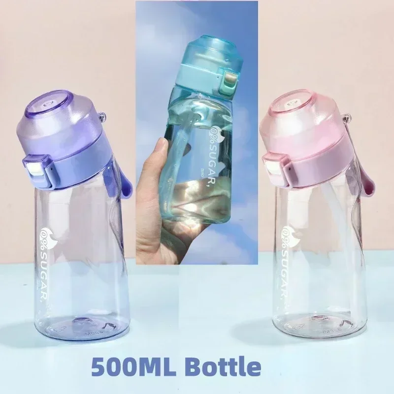 650ml Drinkfles Air Water Bottles with 1/3/5 Taste Pods with Straw Tritan Scent Active Plastic Kids Drinkware BPA Free Gourde