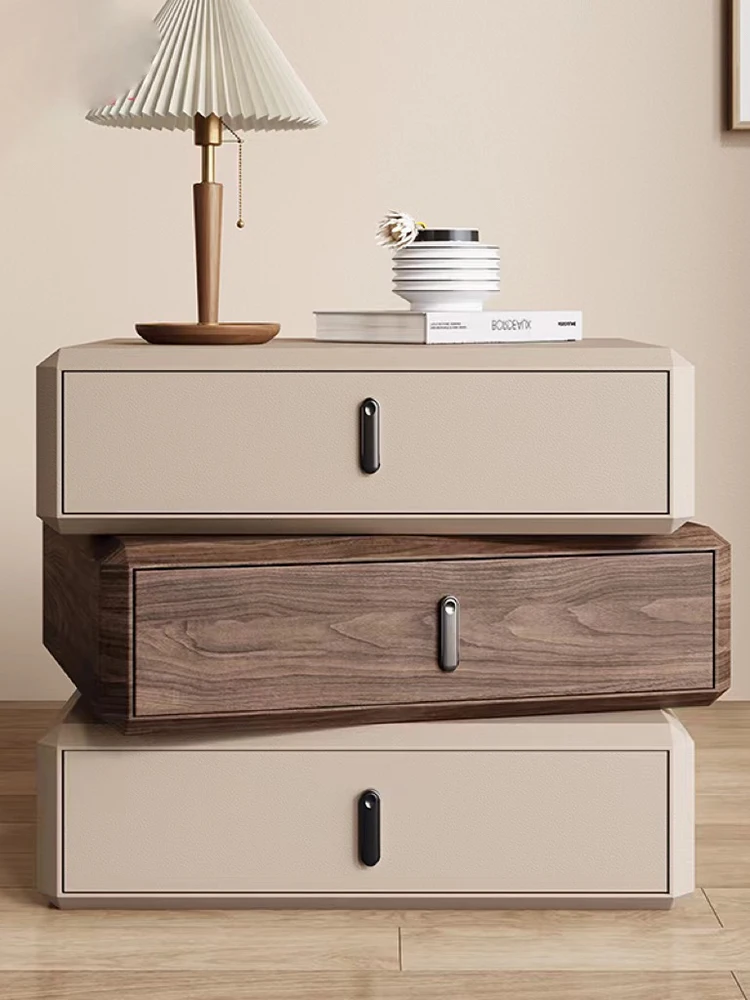 Rotatable Bedside Tables with Drawers, Bedroom Furniture, Comfortable Nightstands,Solid Wood Storage Night Stands