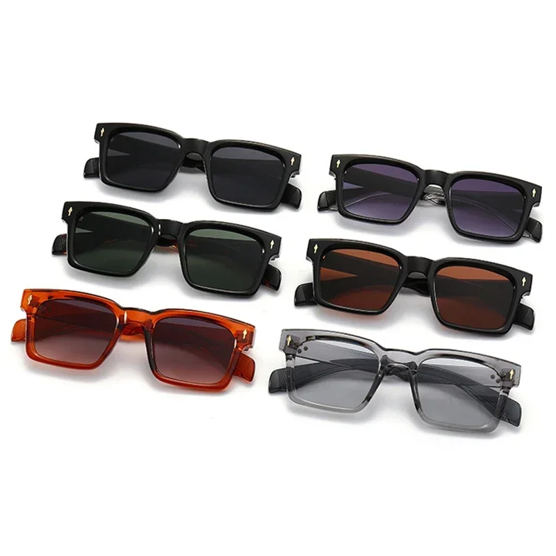 JNPCXI Fashion Square Rivets Gradient Gray Sunglasses Men Shades Vintage Trending Women Sun Glasses UV400