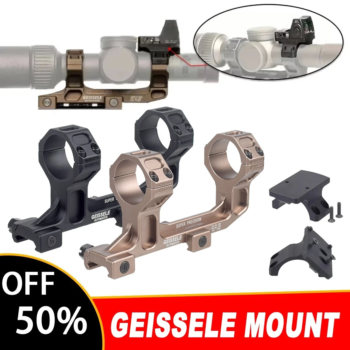ROF-90/45 Tactical 25.4mm 30mm GEISSELE Scope Mount Fit 20mm Picatinny Rail Hunting Airsoft AR15 AK47 Optical Cantilever