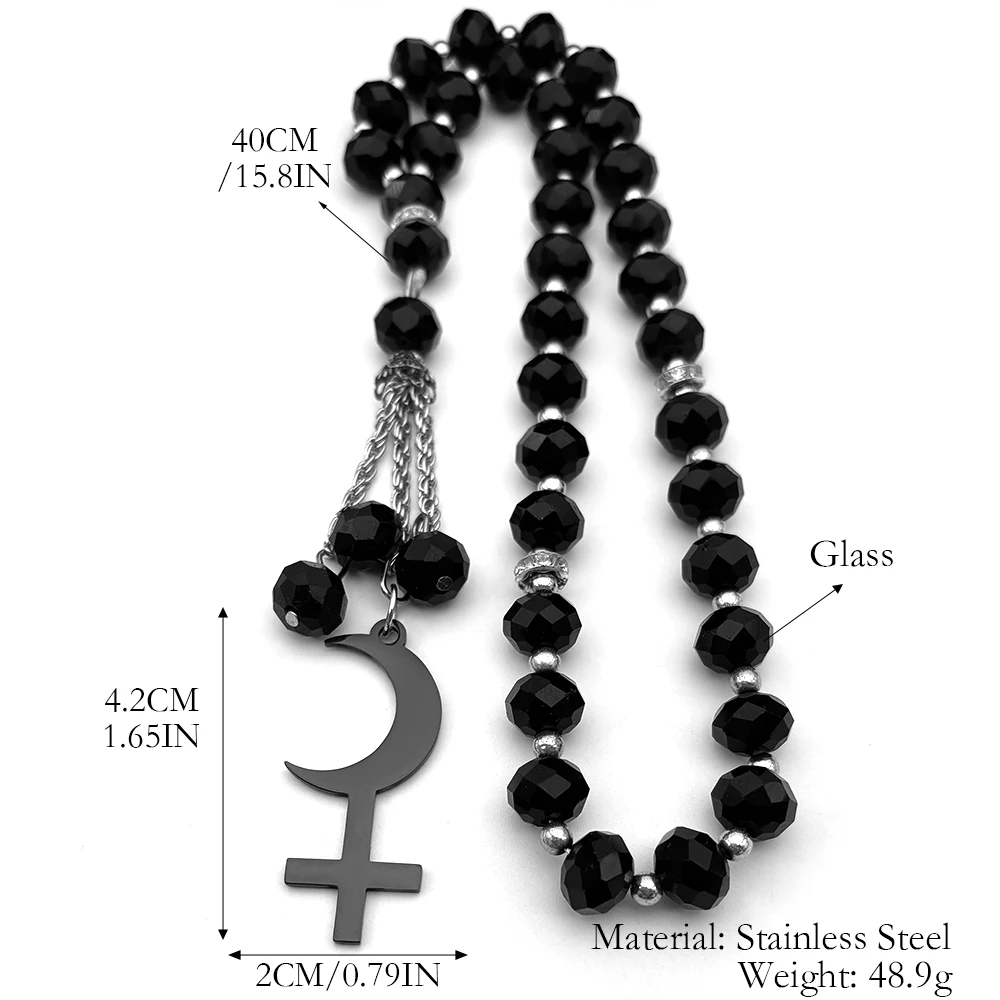 ليليث الهلال مقلوب الصليب سيارة قلادة للنساء الرجال الفولاذ المقاوم للصدأ فضي اللون رمز فلكي علامة الشيطان المجوهرات