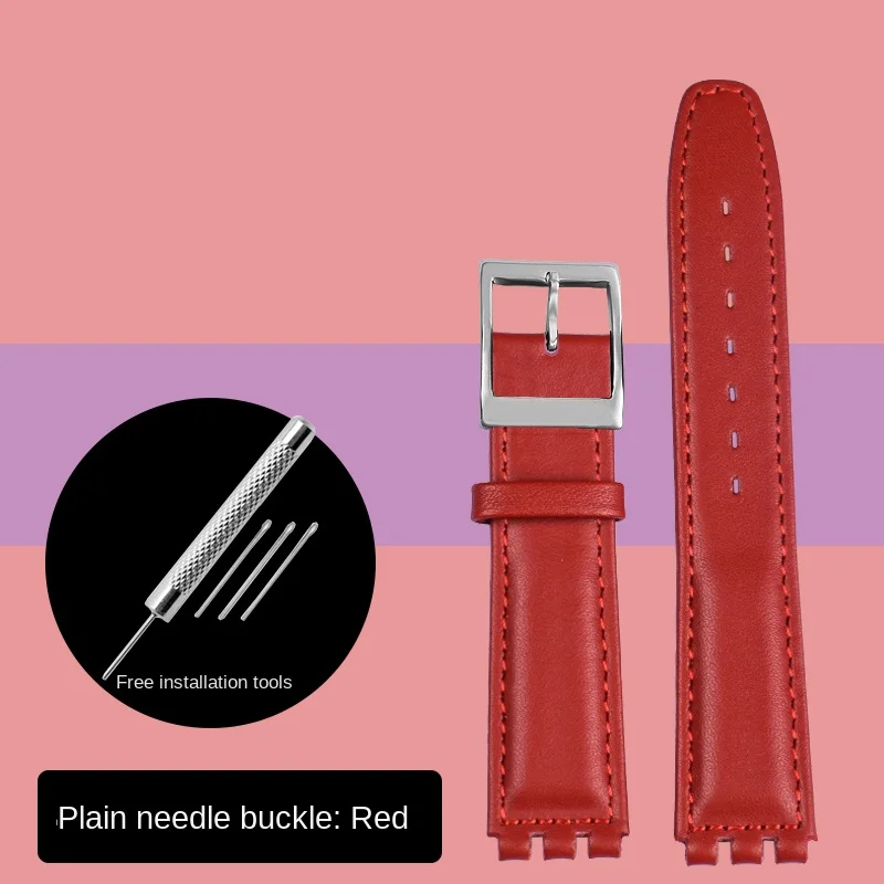 Leather strap for SWATCH YCS YAS YGS IRONY Soft cowhide watchband 17mm 19mm men women couple watch chain red white strap Tools