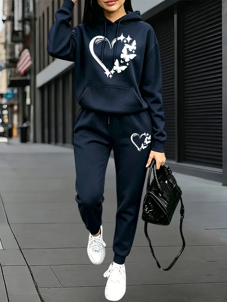 2026 New Fashion Women's Tracksuit Hoodies and Sweatpants Autumn Winter Daily Casual Sports Pullover Set Outdoor Jogging Outfits