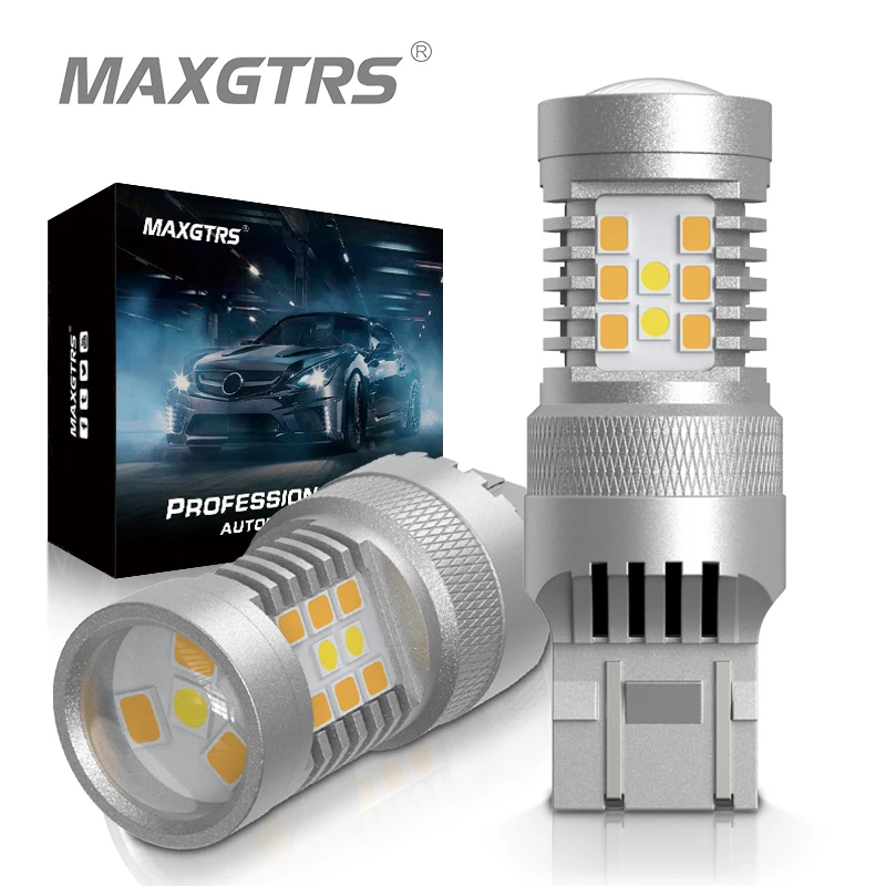 2x T25 3157 3156 P27/7W 1157 7443 W21/5W Podwójny kolor Biały Bursztyn Żółty Przełącznik LED DRL Kierunkowskaz Światło postojowe Żarówki