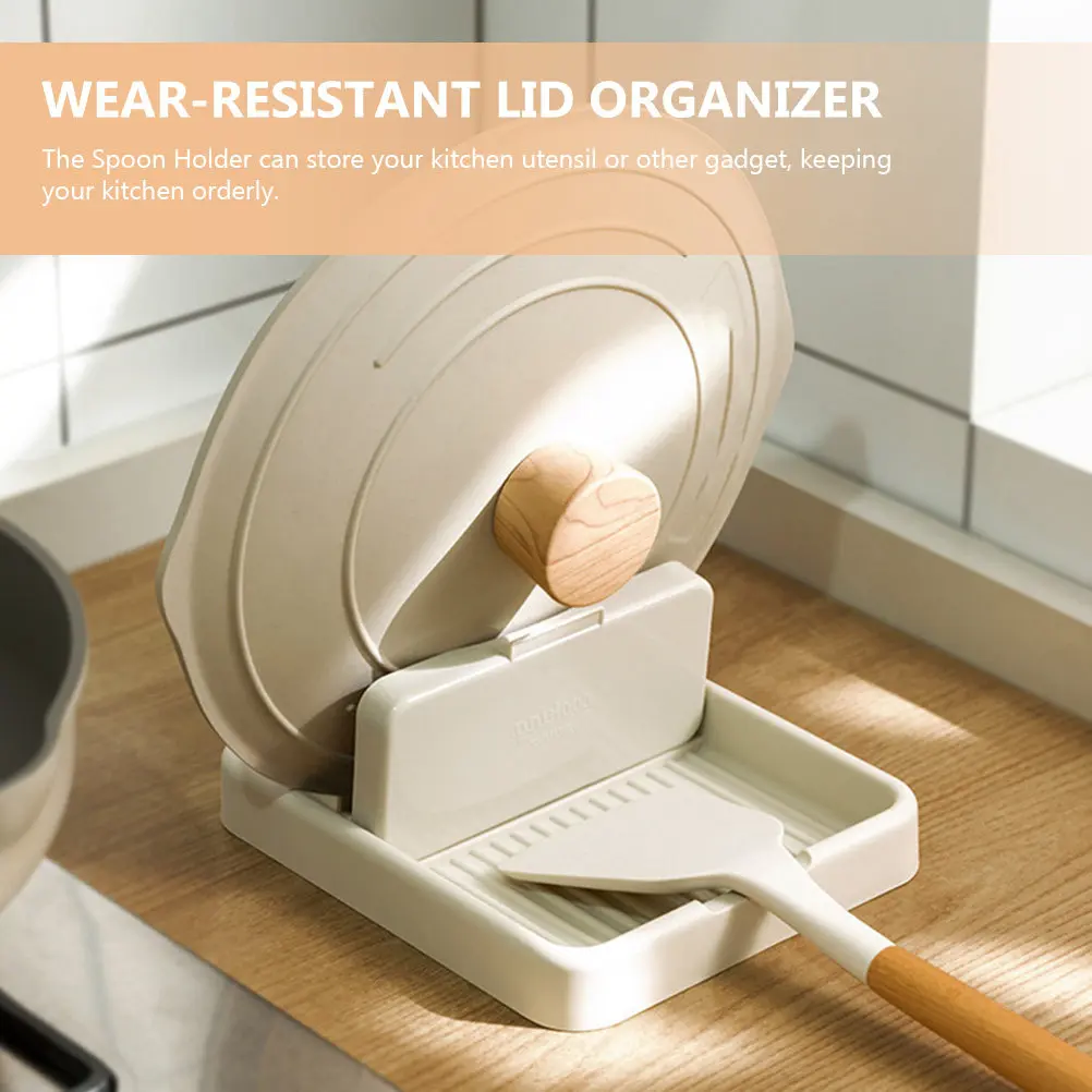 Countertop Pan Lid Holder Cooktop Pot Rest Desktop Container Heat Resistant Utensil Foldable Organizer White Stand