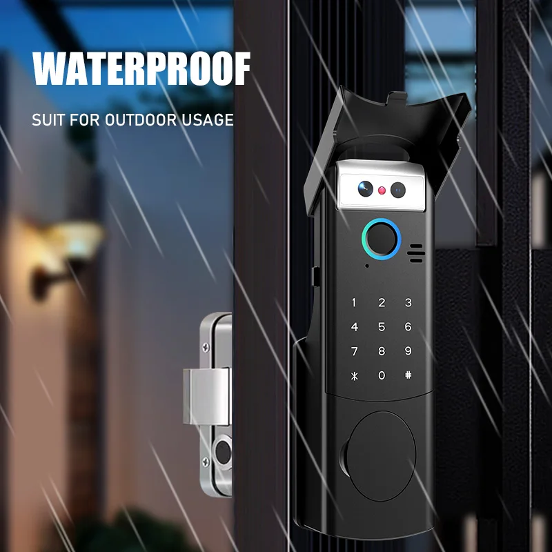 Tuya bloqueio inteligente wi-fi 6 métodos de desbloqueio automático rosto impressão digital senha cartão chave controle app 1800mah bateria para casa