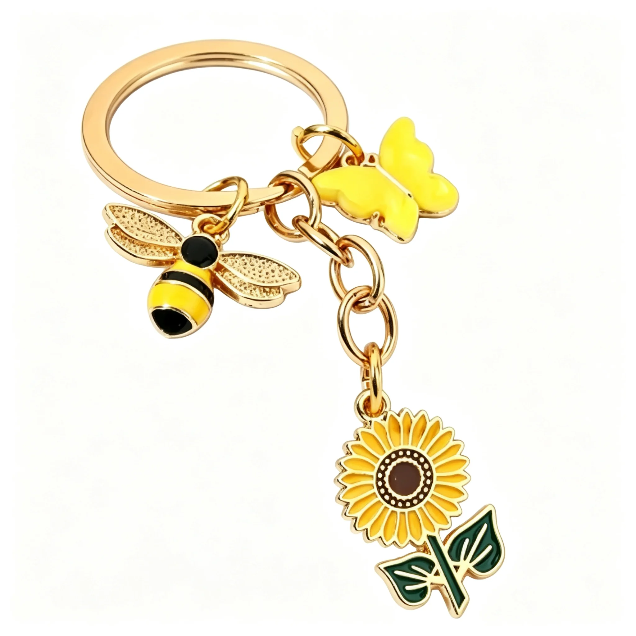 Cute Metal Butterfly Bee Sunflower Keychain