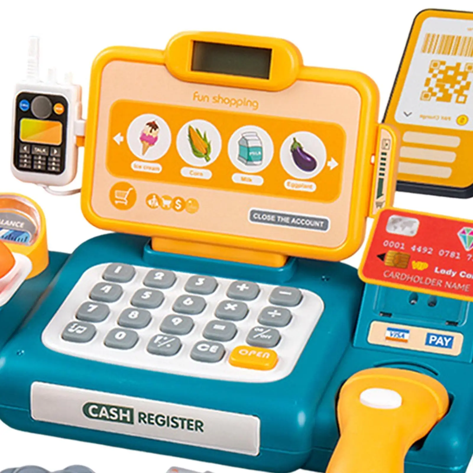 Fai finta di giocare Generi alimentari Supermercato Cassiere Playset Sviluppe le prime abilità matematiche Apprendimento dei giocattoli Registratore di denaro per bambini Giocattolo per bambini