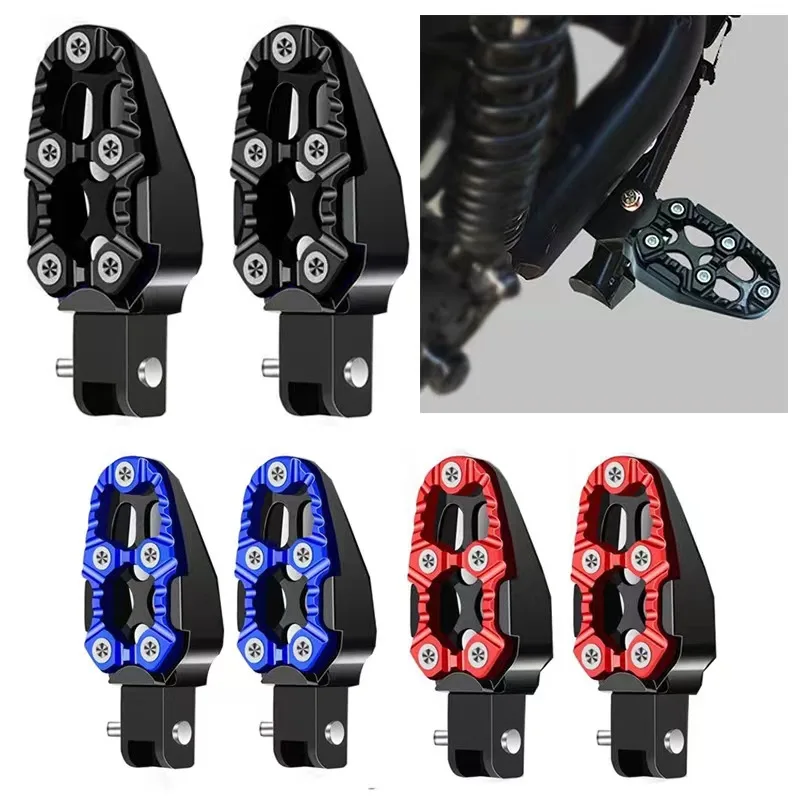 1 Pair Universal Aluminum Alloy Foot Pedals Angle Adjustable for Motorcycle Scooter ATV E-Bike Foot Rests Foot Pegs