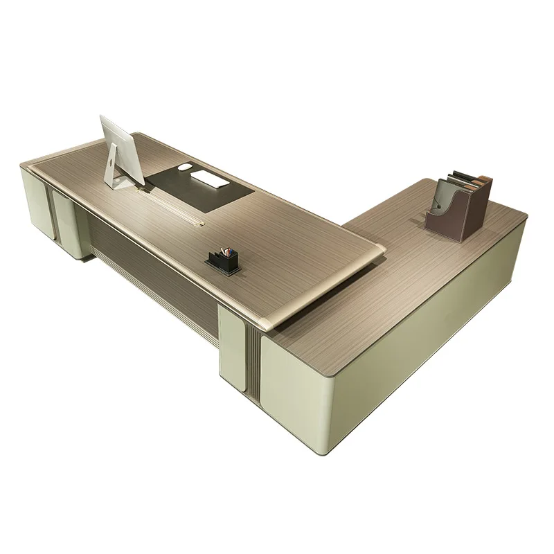 Fashion light luxury office furniture boss table simple modern class desk president manager office desk and chair combination