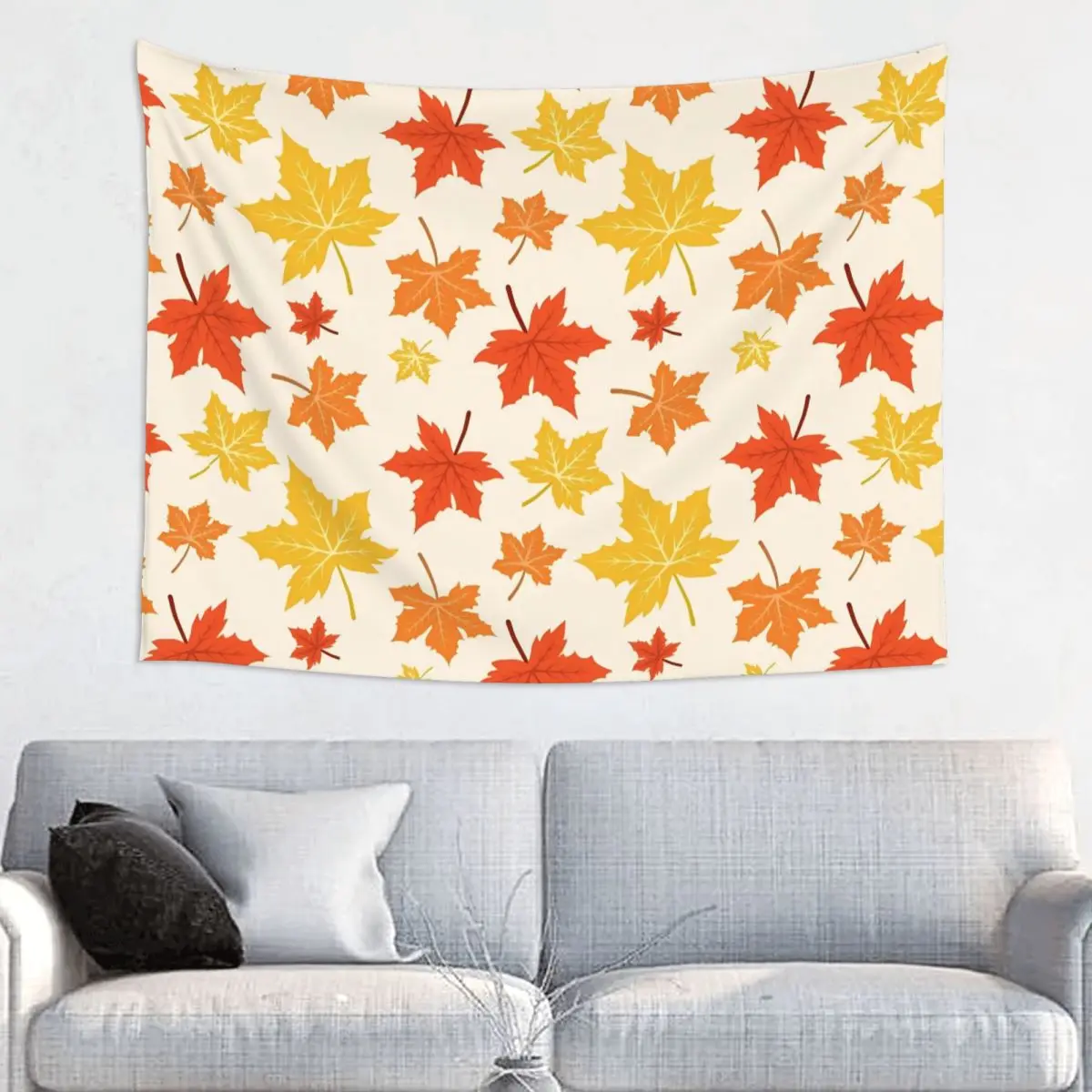 Maple Fallen Leaves Tapestry Wall Hanging Hippie Polyester Wall Tapestry Fantasy Blanket Room Decor 95x73cm