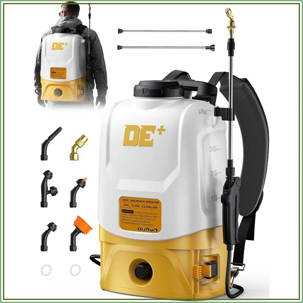Battery Powered Backpack Sprayer for 20V Battery, 73 PSI, 4.3 Gallon for Lawn