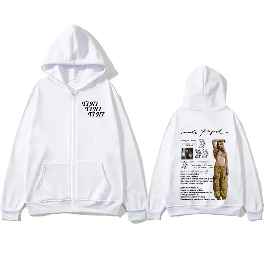 TINI -De Papel Tour هوديي الجمالية الجرافيك الصوف سستة بلوزات طويلة الأكمام المغني نفس النمط الملابس Harajuku هوديس #2