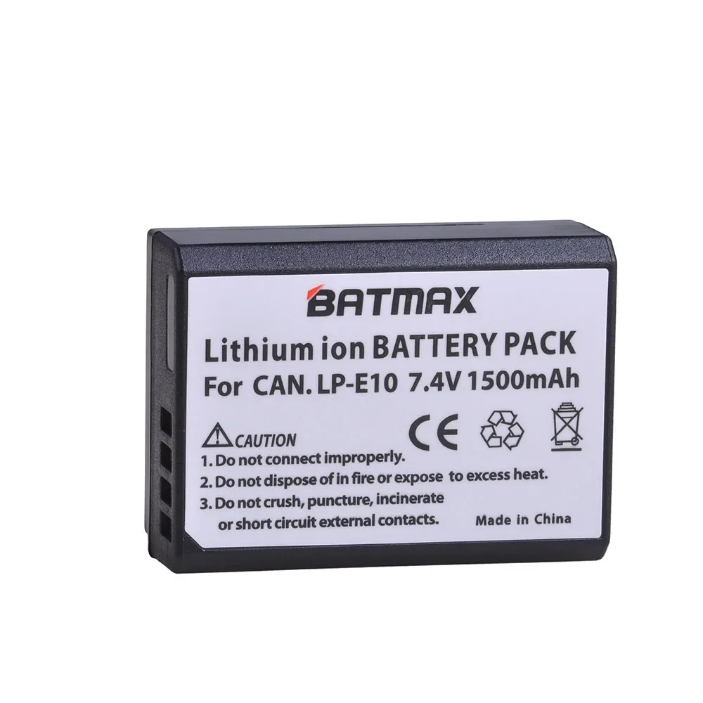 Batmax LP-E10 Battery+ LED Dual Charger for Canon 1100D 1200D 1300D 2000D Rebel T3 T5 T6 KISS X50 X70 Cameras