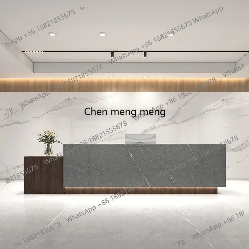 Asmt49Company Reception Desk Property Reception Table L-Shaped Corner Marble Slate Bar