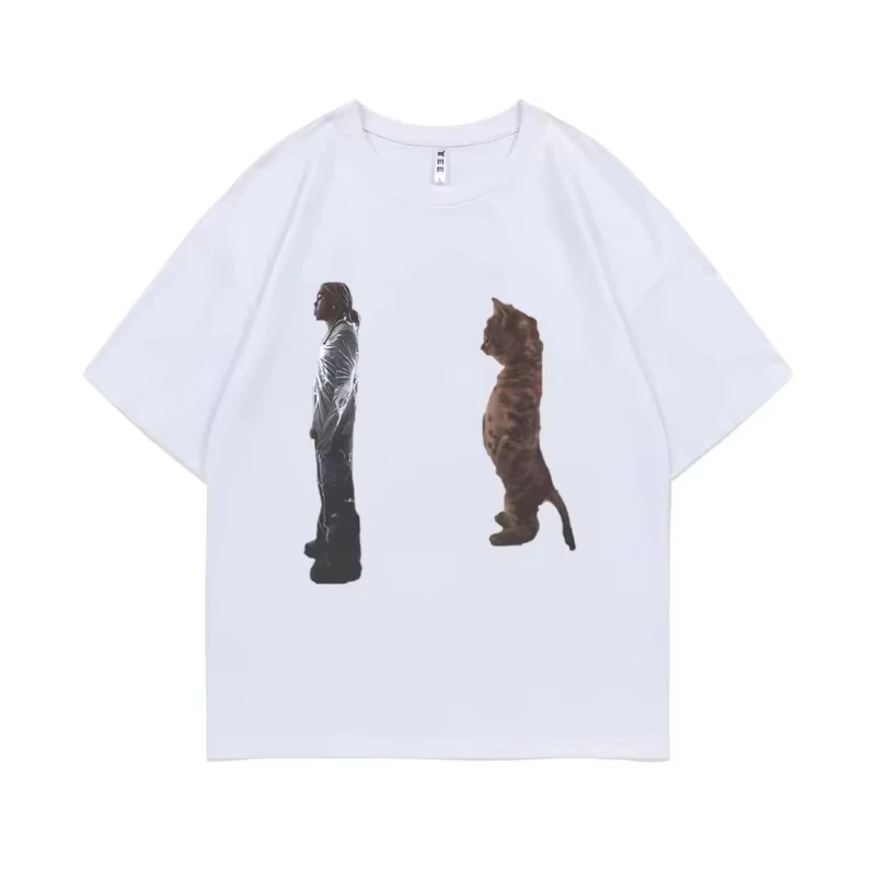 2025 divertido destruir solitario de pie gato verano camiseta hombres mujeres camisetas de algodón de gran tamaño Opium Playboi Carti Ken Carson camiseta