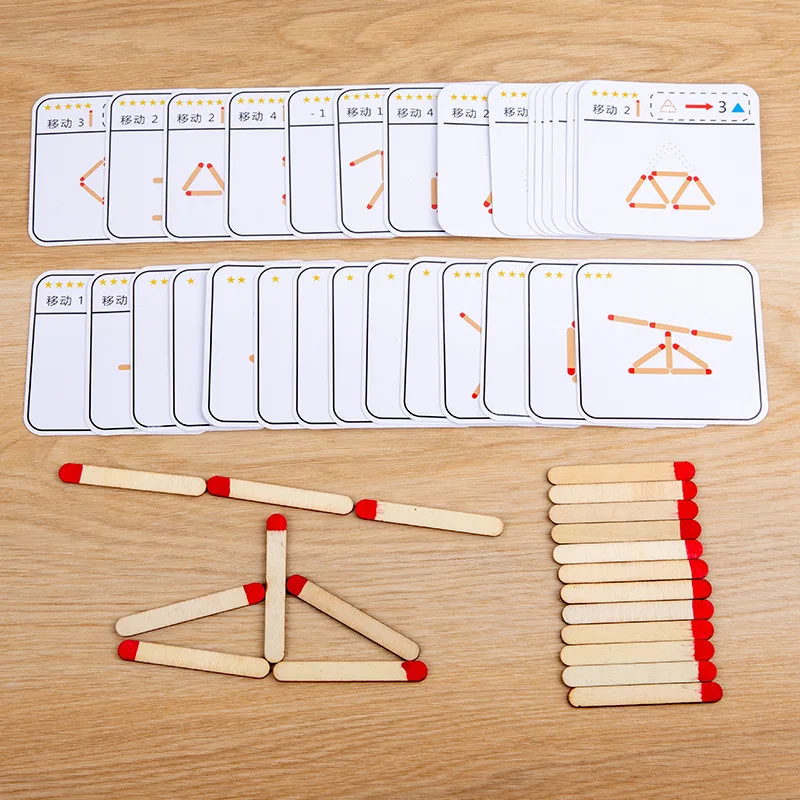 Matches Puzzles Game Wooden Toys DIY Math Geometry Board Game Thinking Match Logic Training Educational Toys For Kids
