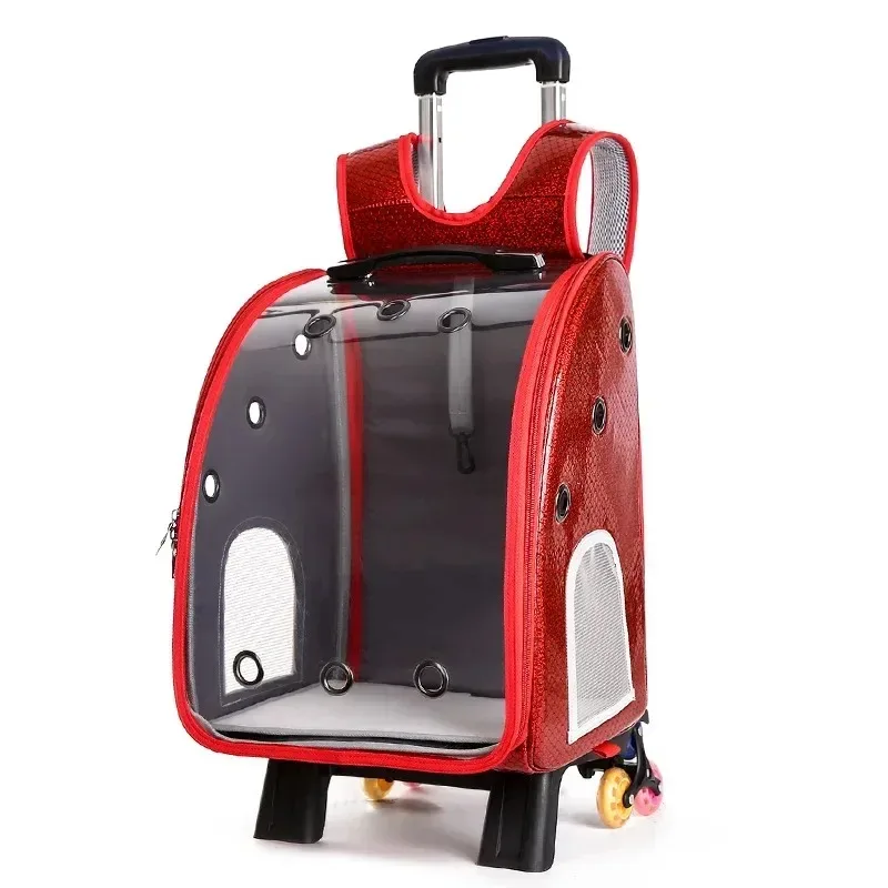 Pet Strollers Dog Cat Portable Travel Transport Bag Rolling Luggage Backpack Travel Tote Trolley Bags for Dogs Cat Accessories