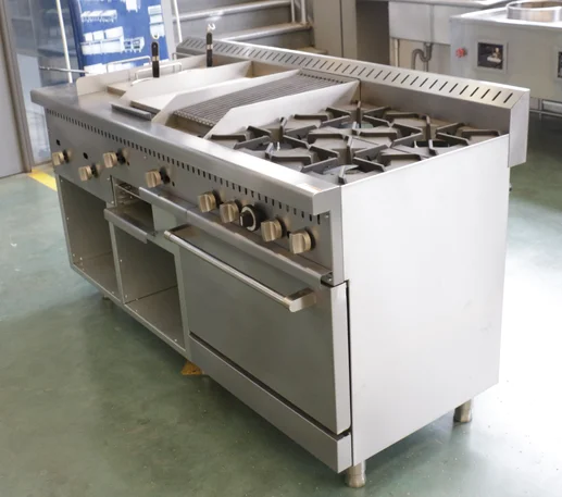 Combined Stainless Steel Furnace Multiple Stoves Natural Gas/LPG Fuel Convection Heating Adjustable Commercial Cooking Equipment