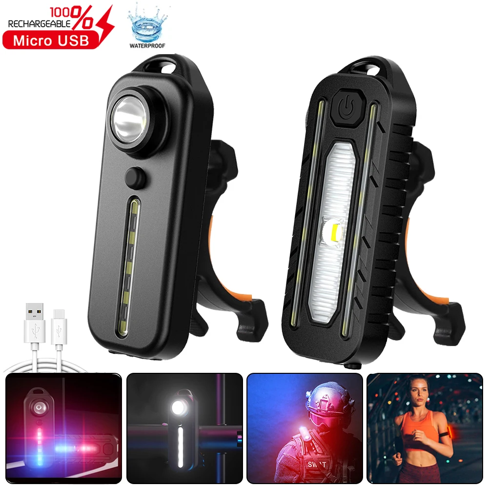 

Portable Flashlight Cycling Light type-C Charging Shoulder Police Light with Clip Strap Safety Warning Bicycle Torch Waterproof