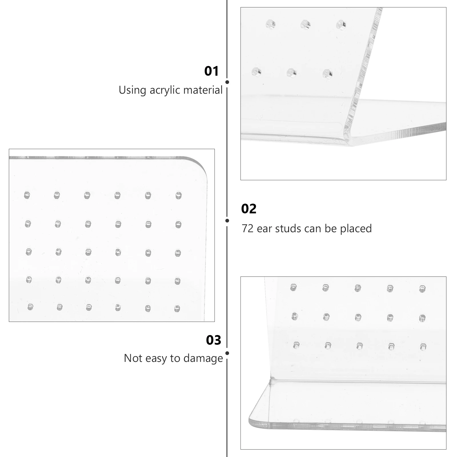 

4 шт. стойка для сережек, прозрачные акриловые ювелирные изделия, 72 отверстия, большая емкость, ganizer, стеллаж для домашней витрины, магазин, выставки