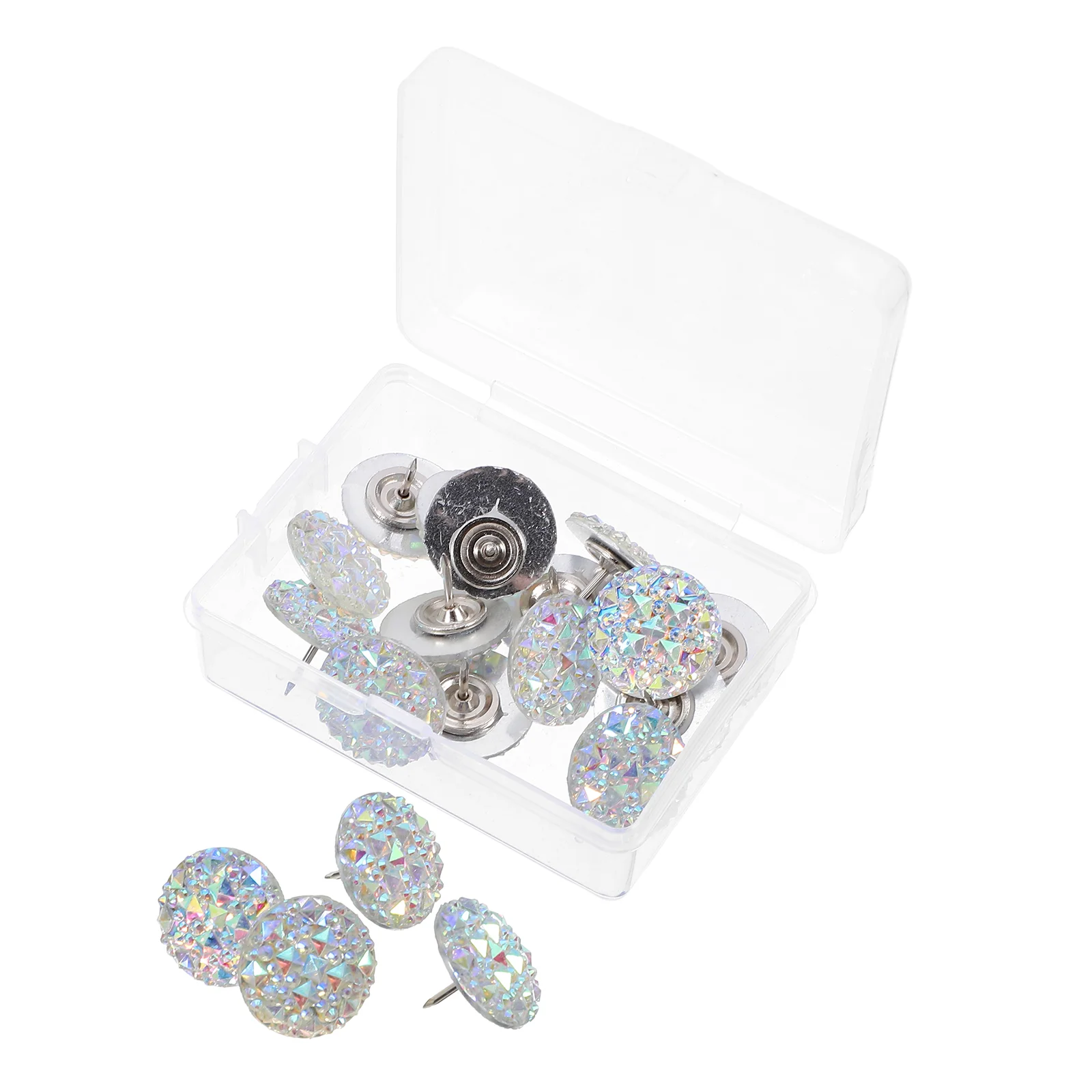 20 Pcs Corkboard Resin Rhinestone Thumbtacks Pin Water Drill Gear Household Toothed Nail Rhinestones