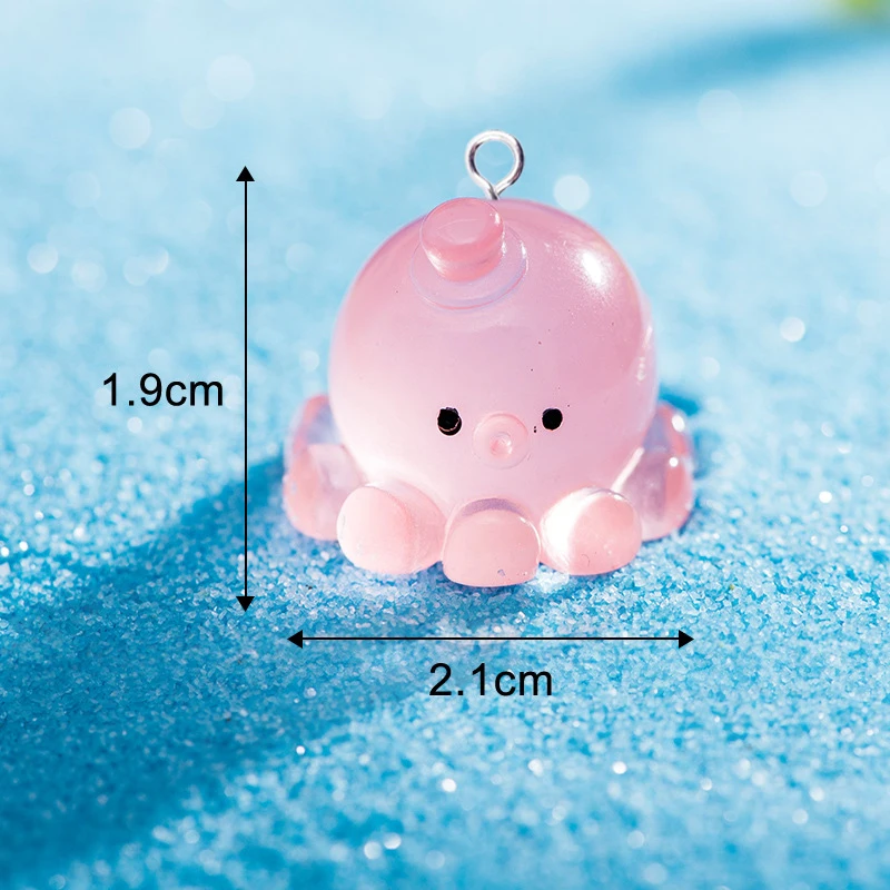10pcs Luminous Marine Animal Dolphin Seal Sea Lion Turtle Octopus Charms for Jewelry Making Resin Pendants DIY Earring Keychain
