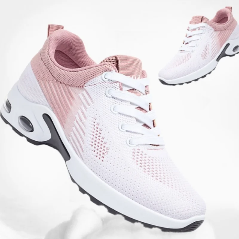 

2024 Spring Women Sneaker Breathable Lightweight Sport Running Shoe Casual Lady Walking Shoes Joggy Air Cushion Thick Sole Shoes