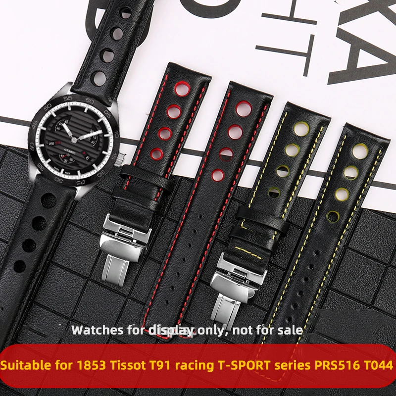 Leather Watch Strap Bracelet 20mm for Tissot 1853 T091 Watch Strap Racing T-SPORT series PRS516 T044 Breathable Watchband Buckle