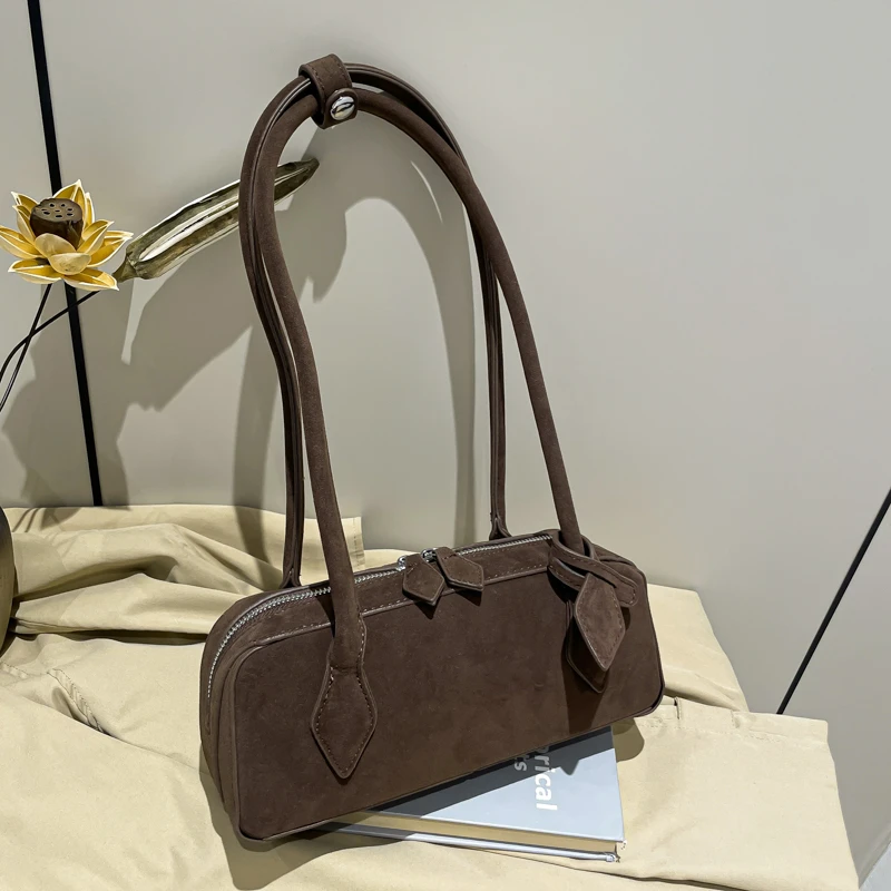 

Лидер продаж, модные простые сумки на плечо, женские сумки под мышками, милые замшевые сумки на молнии, однотонные швейные нитки, женские сумки