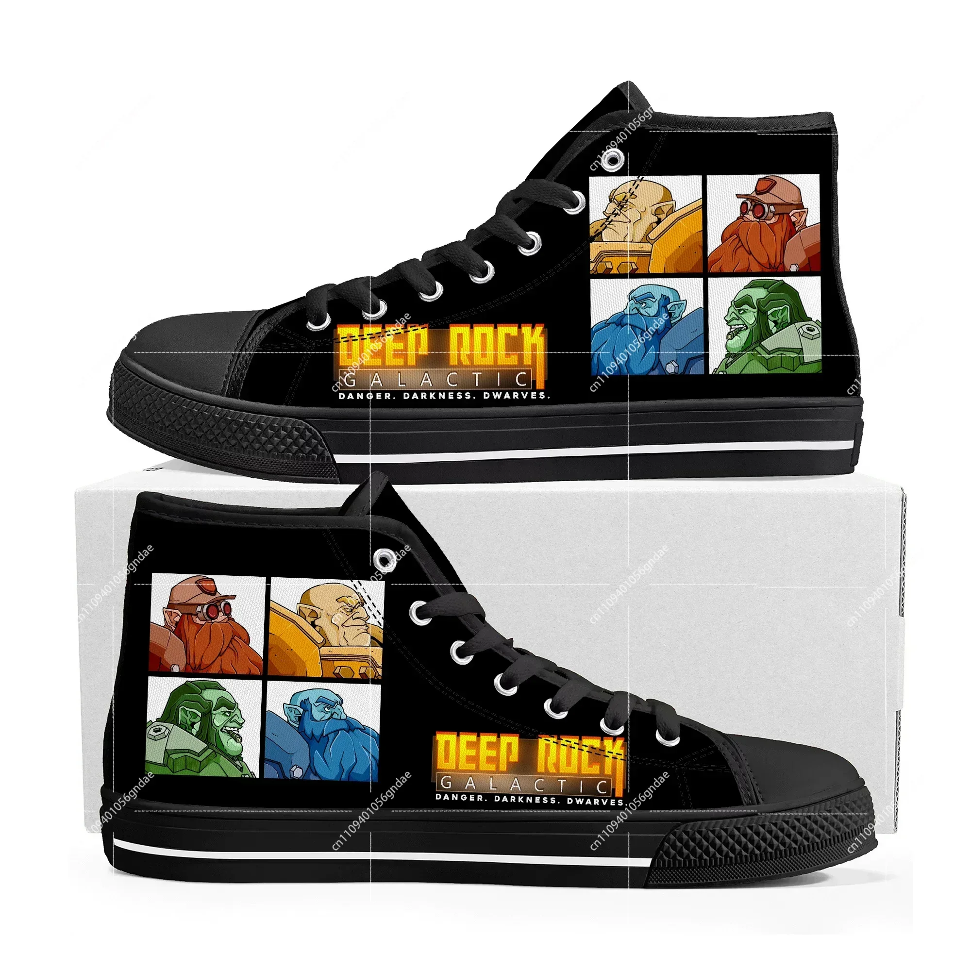 

Deep Rock Galactic High Top Sneakers Cartoon Game Mens Womens Teenager High Quality Canvas Sneaker Custom Built Couple Shoes