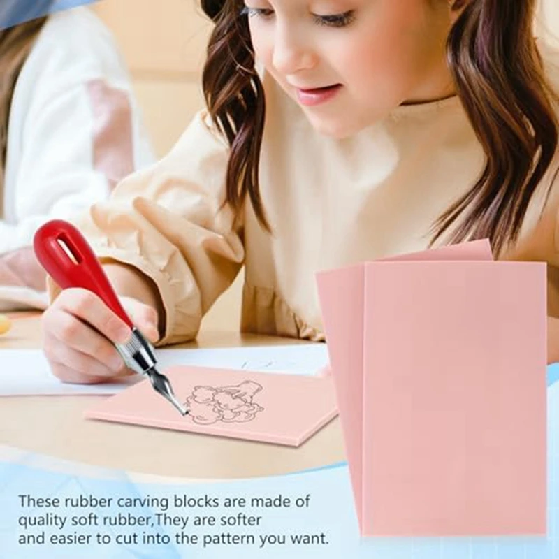 10 X 15Cm Rubber Linoleum Block Rubber Engraving Block Stamp Making Kit For Print Making, Stamp Soft Rubber Crafts Durable