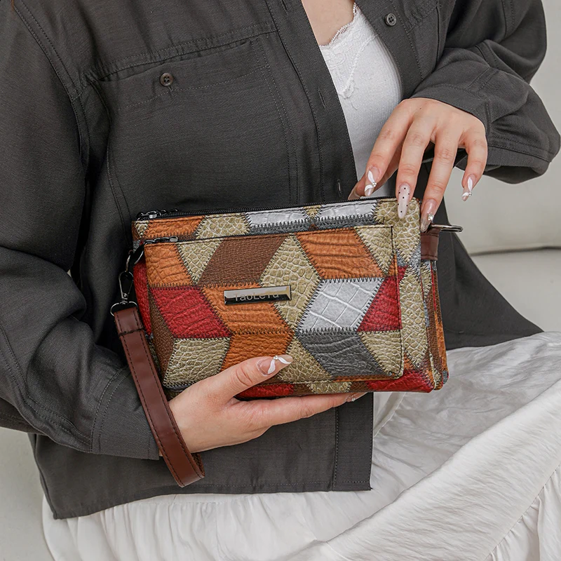Luxury PU Leather Women\'s Shoulder Crossbody Bags High Quality Women Handbag Patchwork National Style Female Messenger Tote Sac