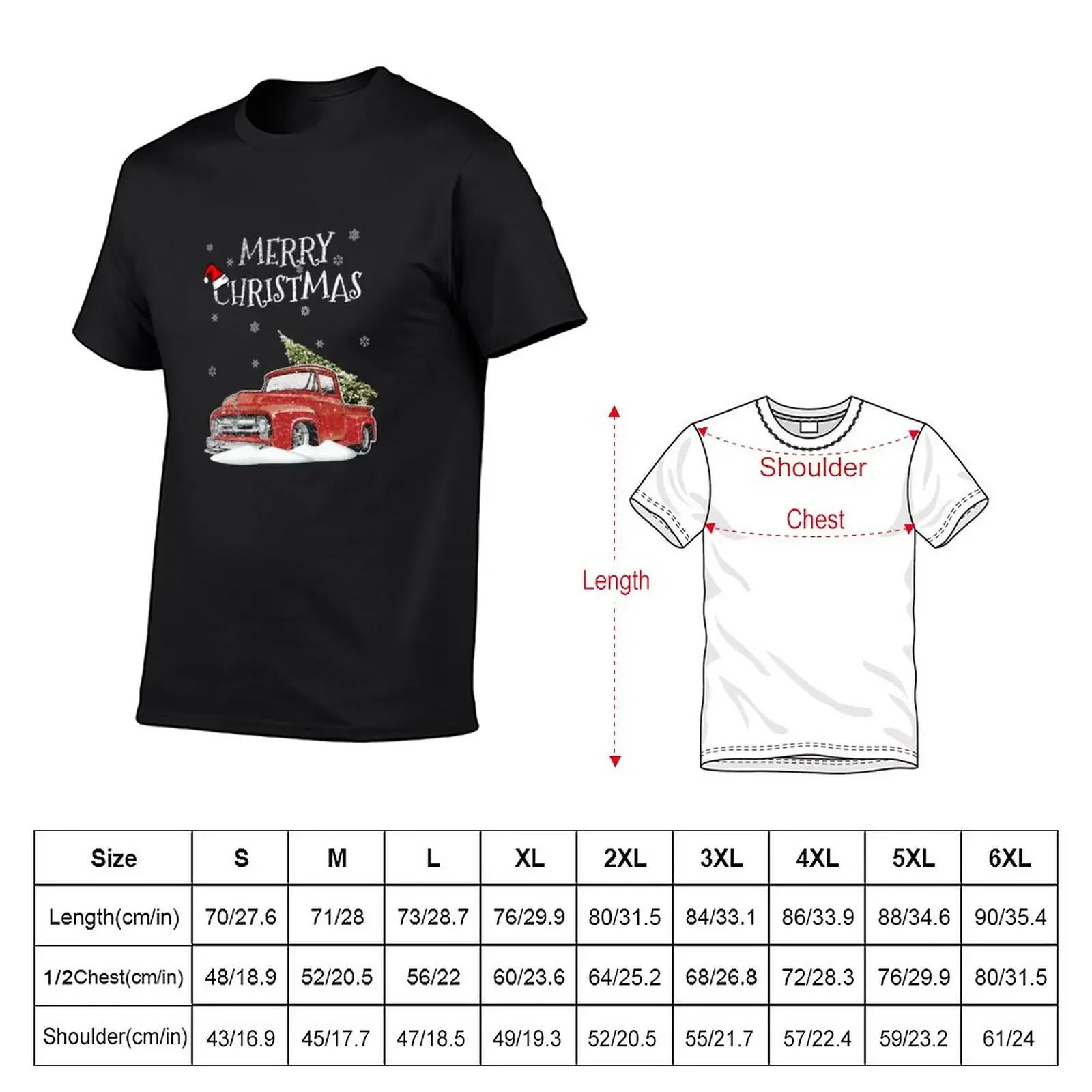 Red Vintage Truck Retro Christmas Tree Pickup Xmas T-Shirt funnys summer clothes Men's t-shirts