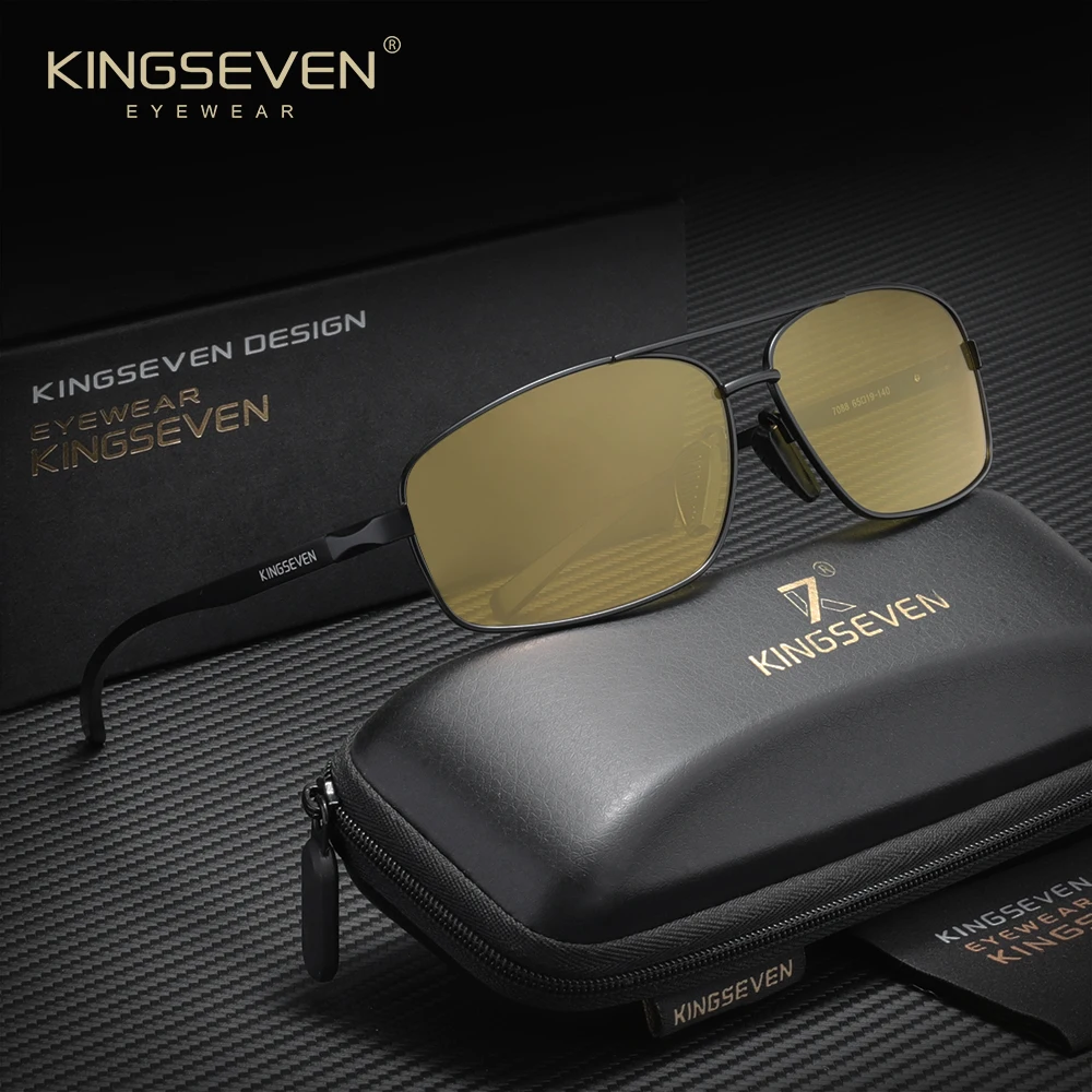 KINGSEVEN الذكور النظارات الشمسية الرجال النساء في الهواء الطلق القيادة الرجعية نظارات واقية العصرية الاستقطاب UV400 مستطيل إطار نظارات