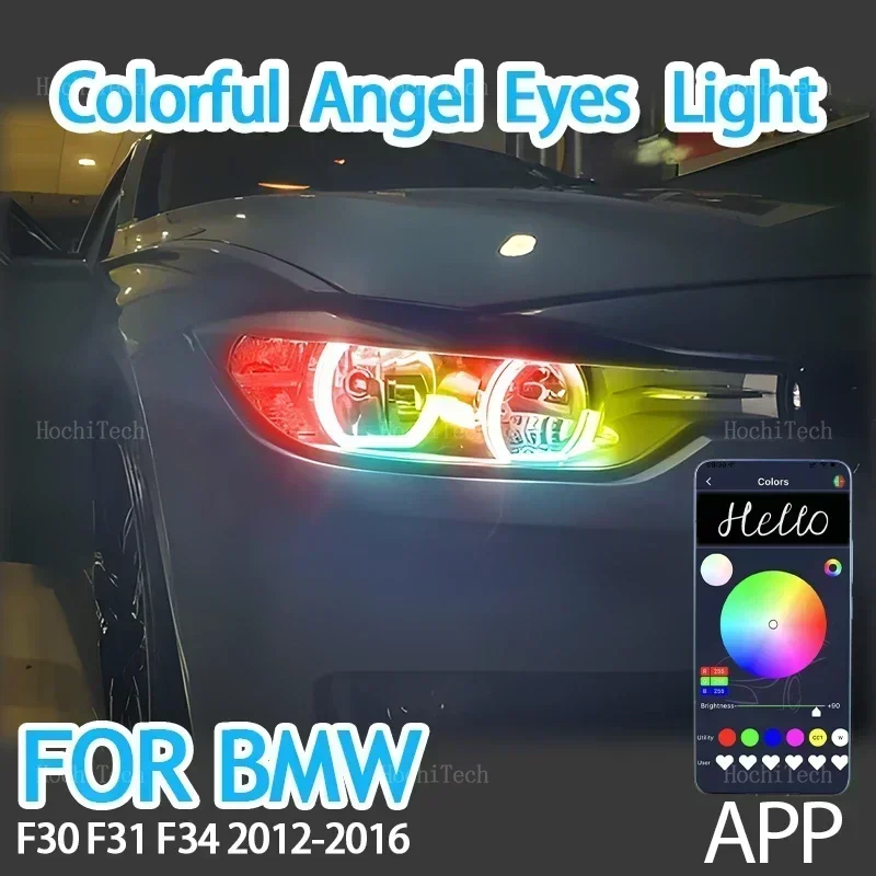 

For BMW 3 Series F30 F31 F34 2012-2016 Flowing DRL Multi-colored App Control DTM Style LED Angel Eyes Bulb Ring with Turn Signal