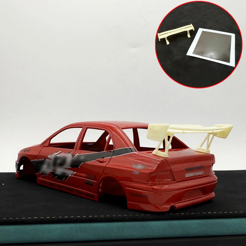 1Set 1/24 Scale Spoiler Model Assembly Rear Wing with Carbon Fiber Water Decals Modification Decorate Accessories for RC Car