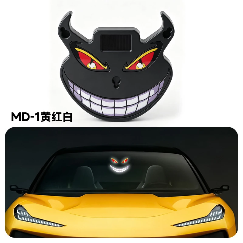 Solar-Powered Car Demonic Eyes Led Expression Light Warning Light Demonic Eyes Lamp For Car Eyes Shape Solar Led Warning Light